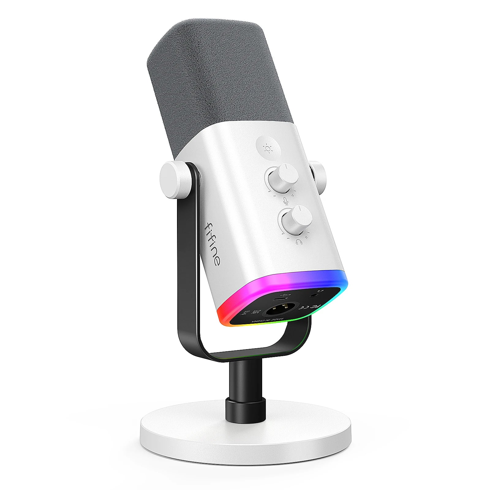 FIFINE USB/XLR Dynamic Microphone with Touch Mute Button,Headphone Jack,I/O Controls,For PC PS5/4 Mixer,Gaming MIC Ampligame AM8